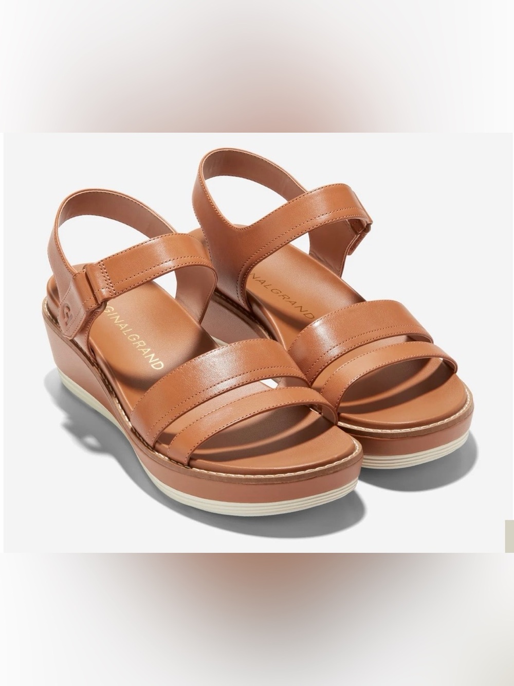Cole Haan Tan Leather Wedge Sandals